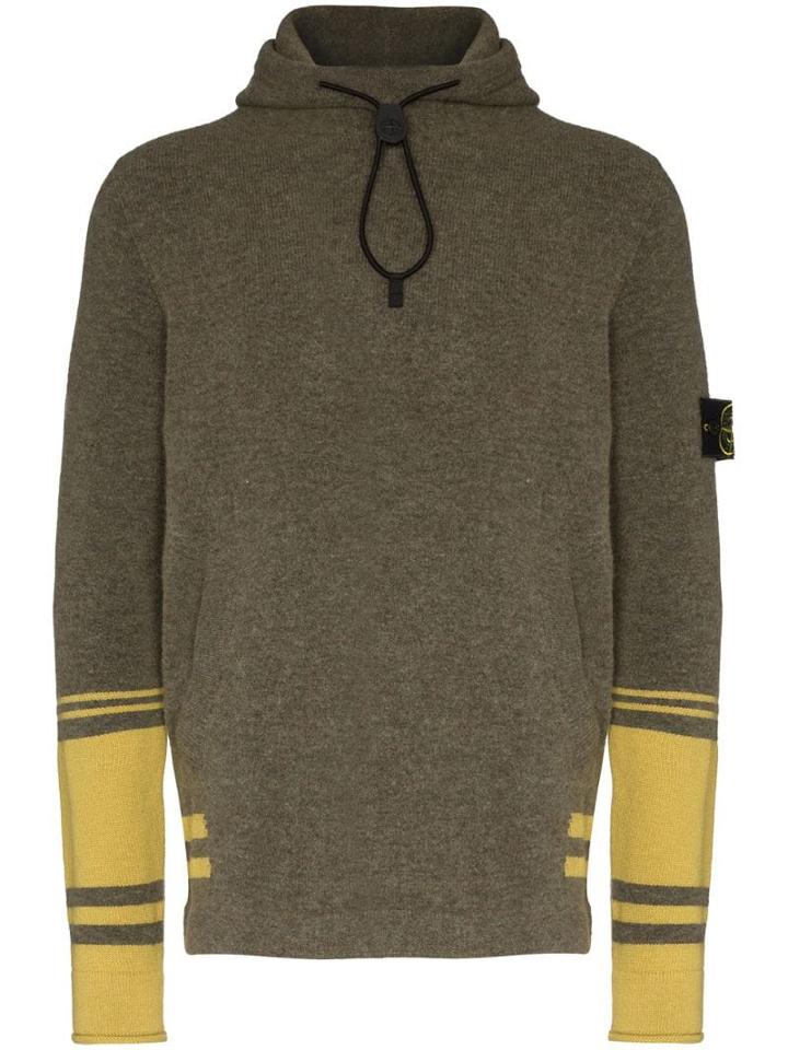 Stone Island Striped Knitted Hoodie - Green