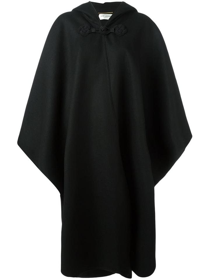 Saint Laurent Hooded Cape, Women's, Size: 36, Black, Viscose/wool