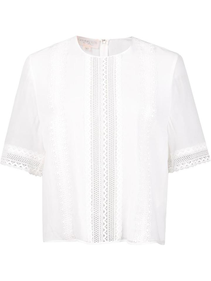 Giambattista Valli Broderie Anglaise Blouse, Women's, Size: 38, White, Silk