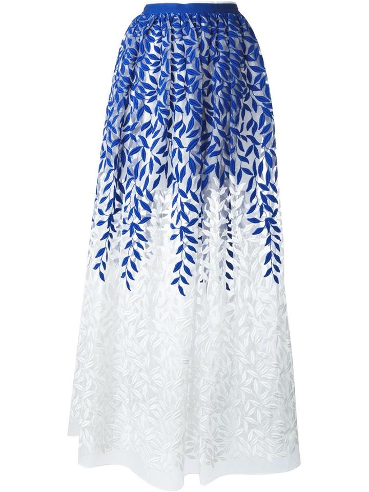 Christian Pellizzari Embroidered Skirt, Women's, Size: 40, Blue, Cotton/acetate/polyester
