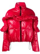 Msgm Drawstring Puffer Jacket, Women's, Size: 38, Red, Polyamide