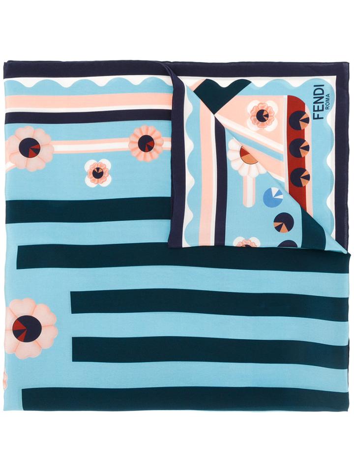 Fendi - Floral Print Scarf - Women - Silk - One Size, Silk