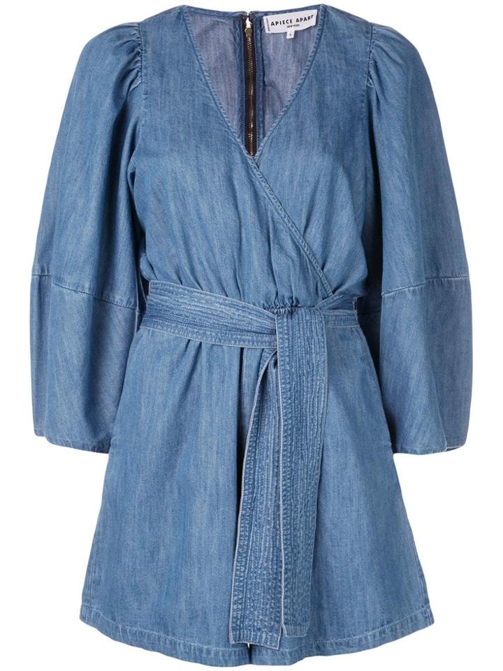 Apiece Apart Wrap-around Denim Playsuit - Blue