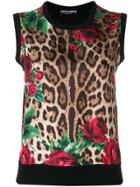 Dolce & Gabbana Sleeveless Printed Knit Top - Black