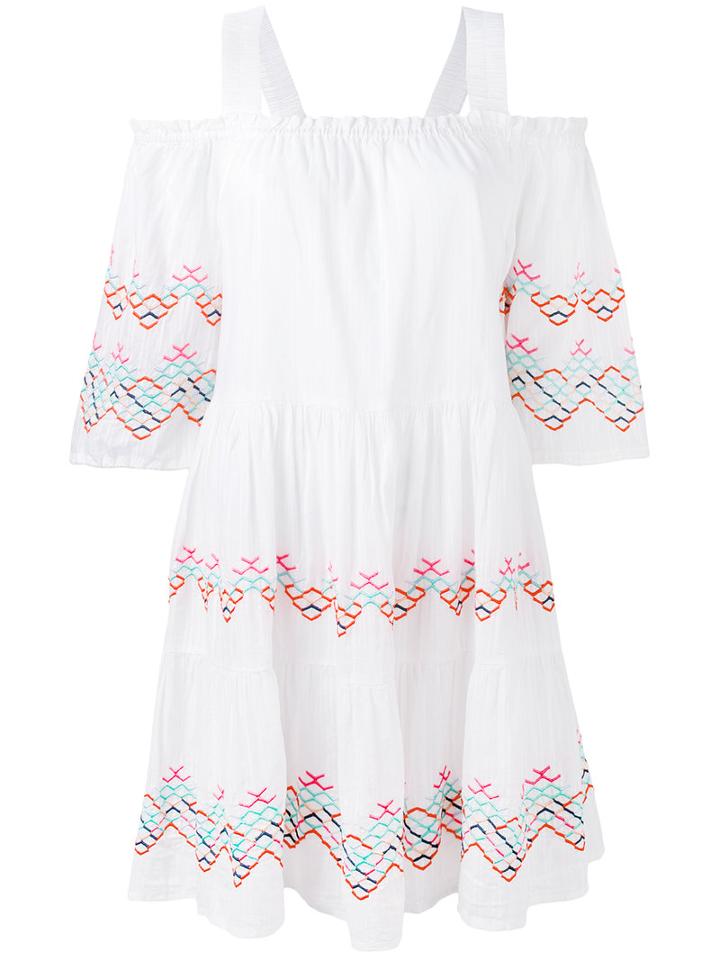 Essentiel Antwerp - Embroidered Cold Shoulder Dress - Women - Cotton/polyester - 38, White, Cotton/polyester