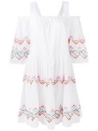 Essentiel Antwerp - Embroidered Cold Shoulder Dress - Women - Cotton/polyester - 38, White, Cotton/polyester