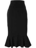 Dolce & Gabbana Peplum Hem Skirt, Women's, Size: 42, Black, Silk/spandex/elastane