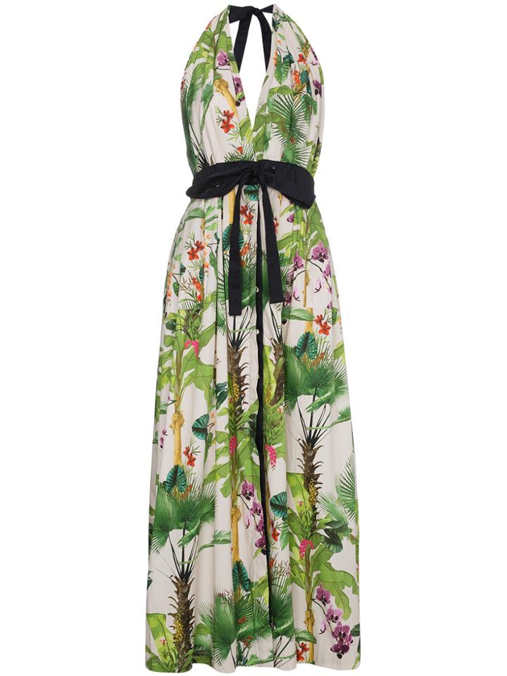 Johanna Ortiz Great Oasis Cotton Halter Neck Dress - Nude & Neutrals