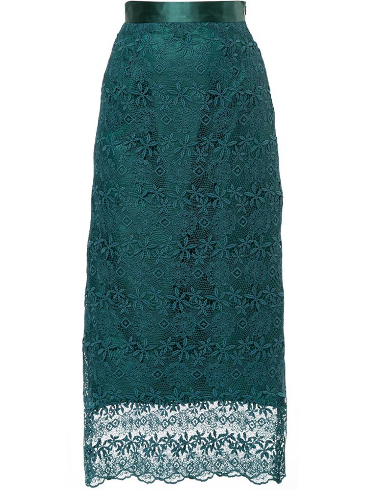 Cityshop Floral Lace Skirt - Green