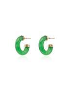 Loren Stewart 14kt Gold Jade Mini Hoops - Green