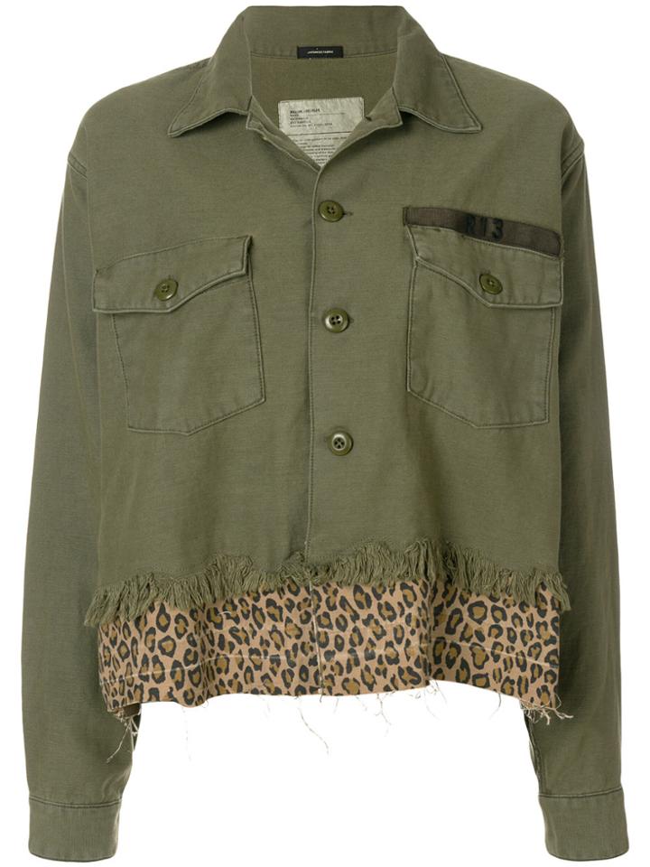 R13 Leopard Trim Utility Cropped Jacket - Green