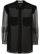 Givenchy Sheer Point D'esprit Sleeve Shirt - Black