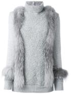 Agnona Cashmere Fur-trimmed Sweater - Grey