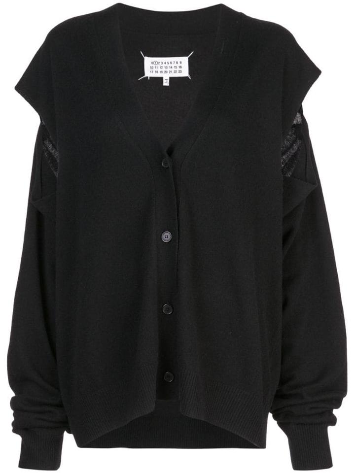Maison Margiela Cut-out Knitted Cardigan - Black