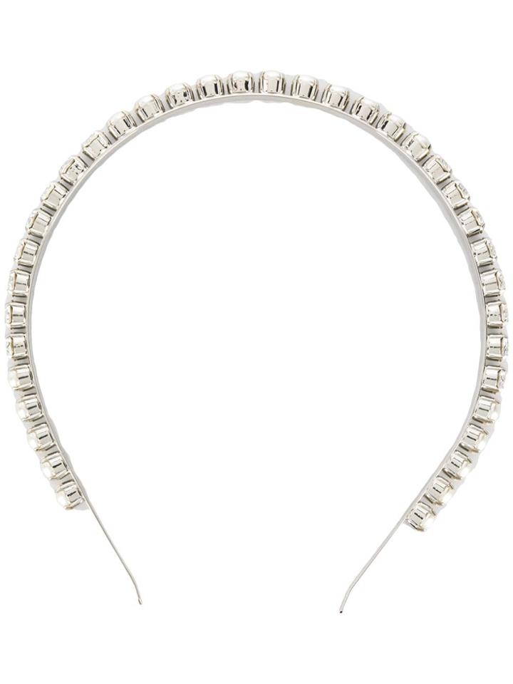 Miu Miu Pearl And Crystal Headband - Silver