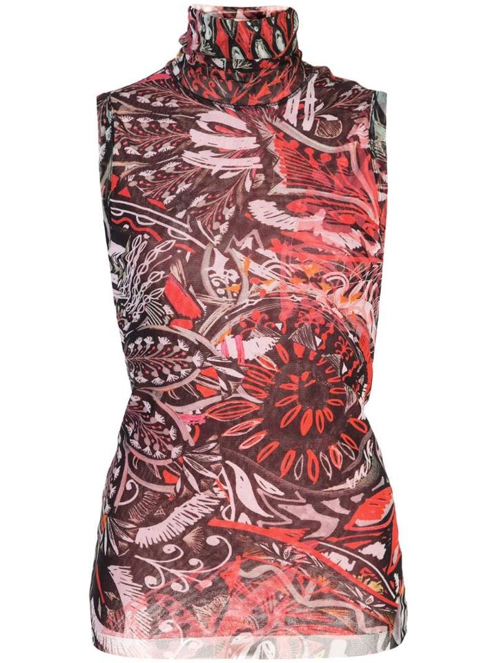 Fuzzi Sleeveless Knitted Top - Red
