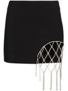 Area Crystal Embellished Mini Skirt - Black