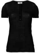 Saint Laurent Short Sleeved Henley - Black
