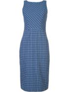 Altuzarra Fitted Checked Dress, Women's, Size: 38, Blue, Polyester/cotton/spandex/elastane