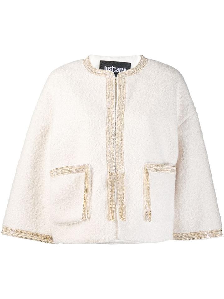 Just Cavalli Chain Trim Boxy Jacket - White