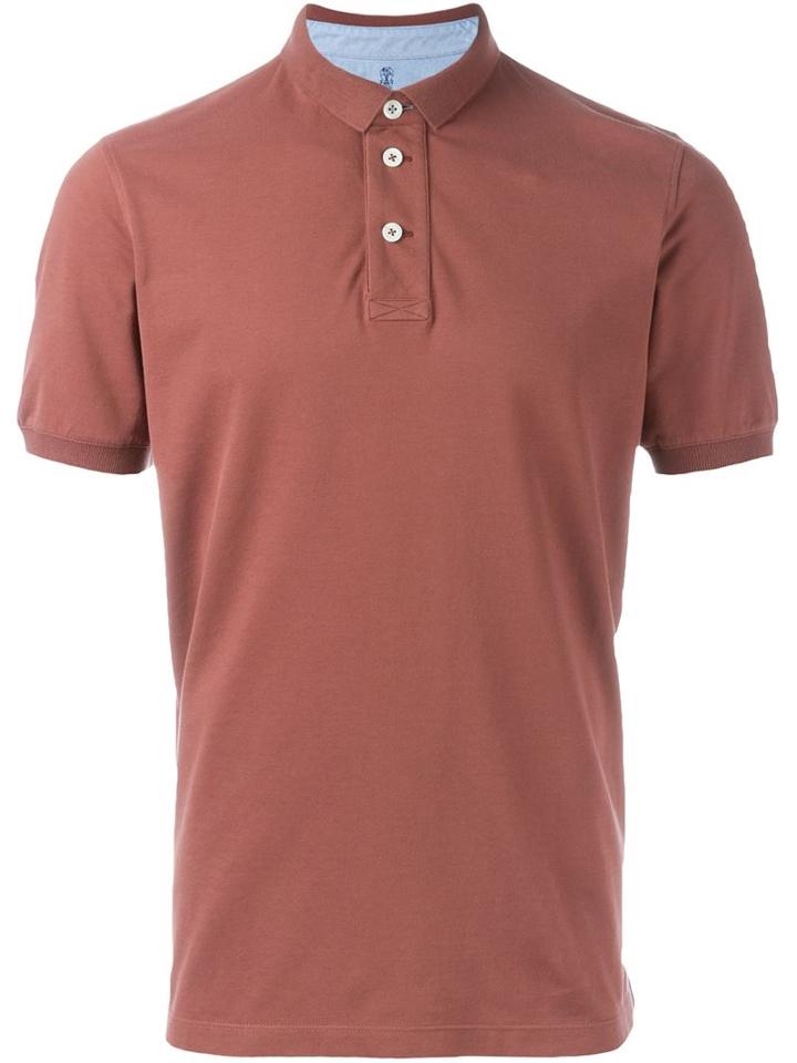 Brunello Cucinelli Classic Polo Shirt, Men's, Size: L, Red, Cotton