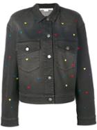 Stella Mccartney - Denim Heart Embroidery Jacket - Women - Cotton/polyester/spandex/elastane - 40, Black, Cotton/polyester/spandex/elastane
