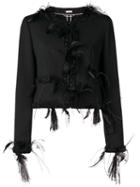 Thom Browne Raw Edge Appliqué Cardigan Jacket - Black