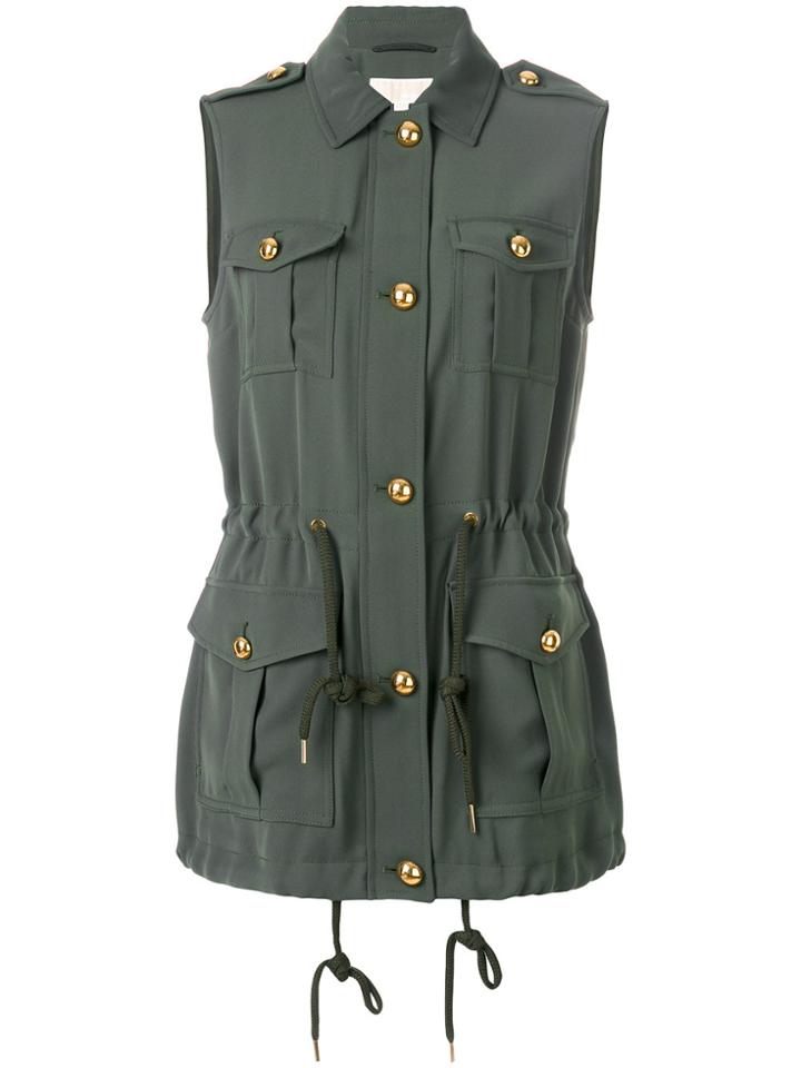 Michael Michael Kors Sleeveless Military Jacket - Green