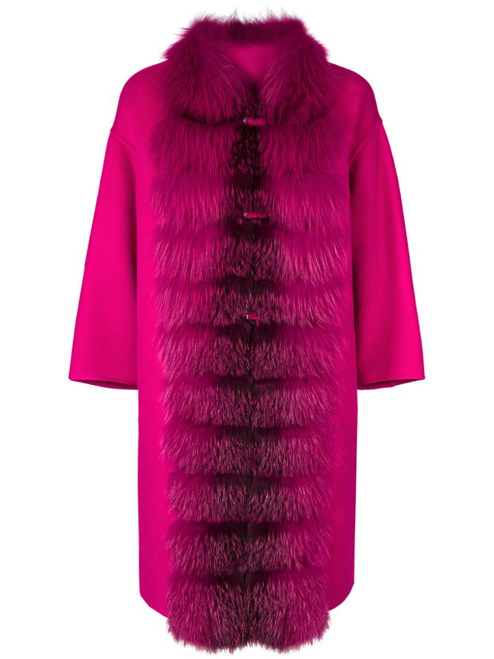 Ermanno Scervino Fur Trim Coat - Pink & Purple