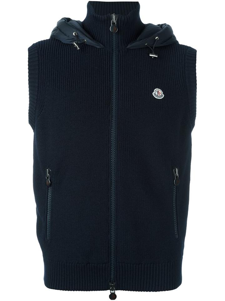 Moncler Knitted Sleeveless Gilet, Men's, Size: Small, Blue, Feather Down/acrylic/polyamide/wool