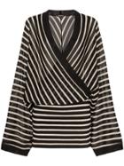 Balmain V Neck Knitted Linen Blend Dress - 101 - Black