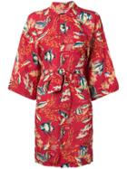 R13 Fish Print Kimono Dress - Red