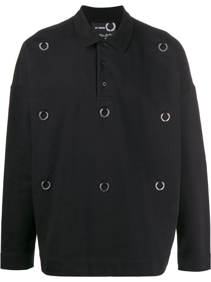 Raf Simons X Fred Perry Logo Plaque Polo Sweater - Black