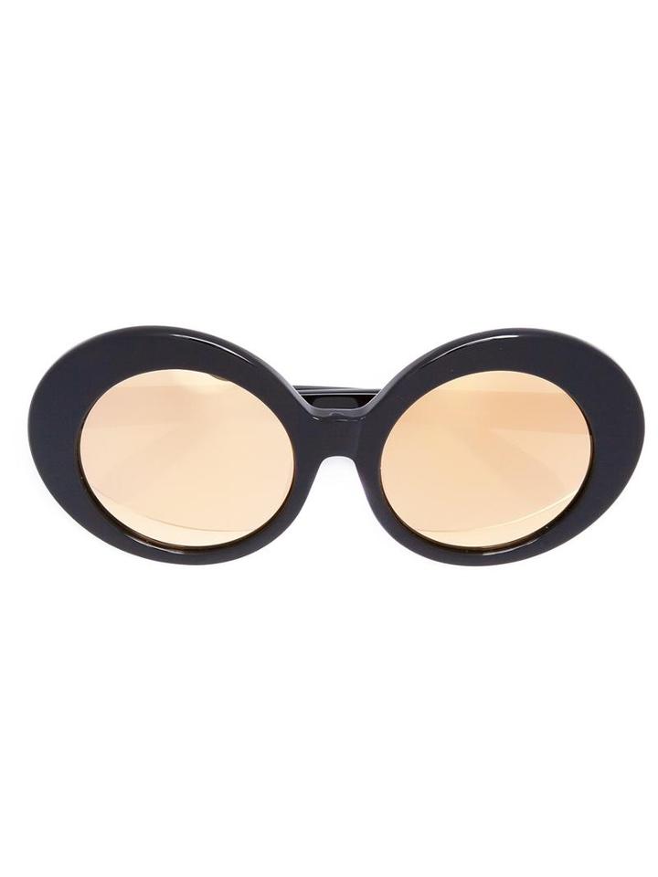 Oval Sunglasses, Women's, Black, Acetate, Linda Farrow