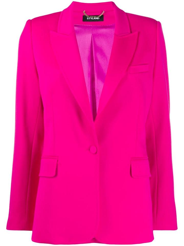 Styland Tailored Peaked Lapel Blazer - Pink