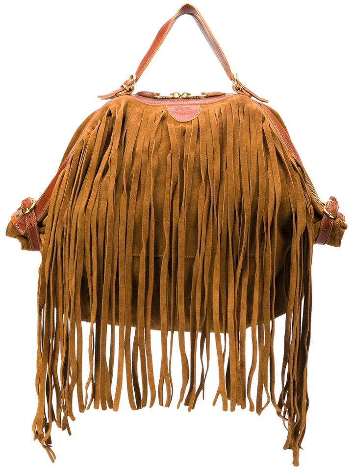 Il Bisonte Fringed Tote - Brown
