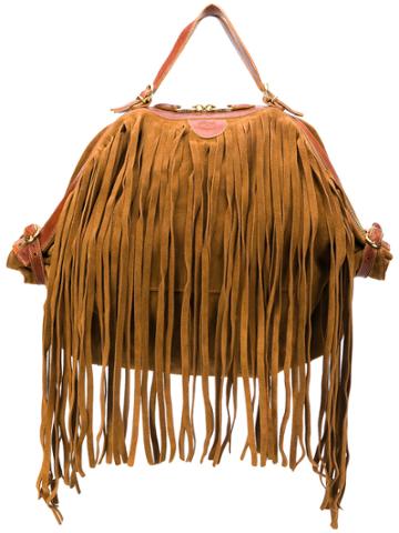 Il Bisonte Fringed Tote - Brown