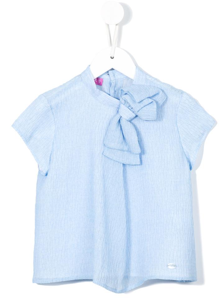 Valmax Kids - Bow Detail Blouse - Kids - Silk/cotton/viscose - 10 Yrs, Blue