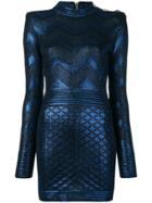 Balmain Shiny Mini Dress - Blue