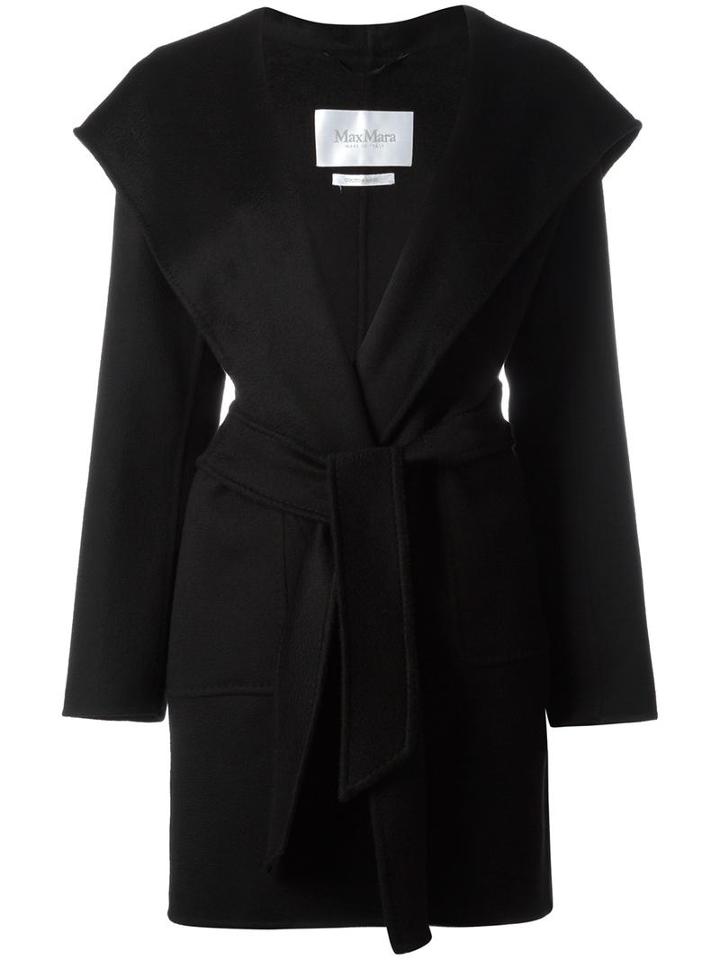 Max Mara Wide Lapel Belted Coat, Women's, Size: 38, Black, Cashmere/wool