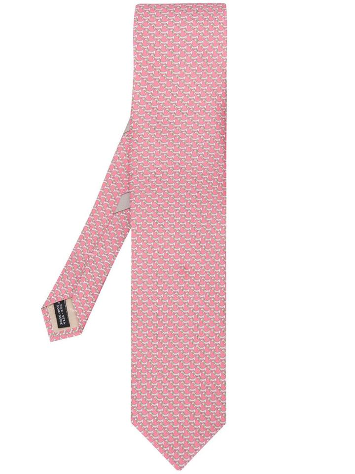 Salvatore Ferragamo Puppy Print Tie - Pink