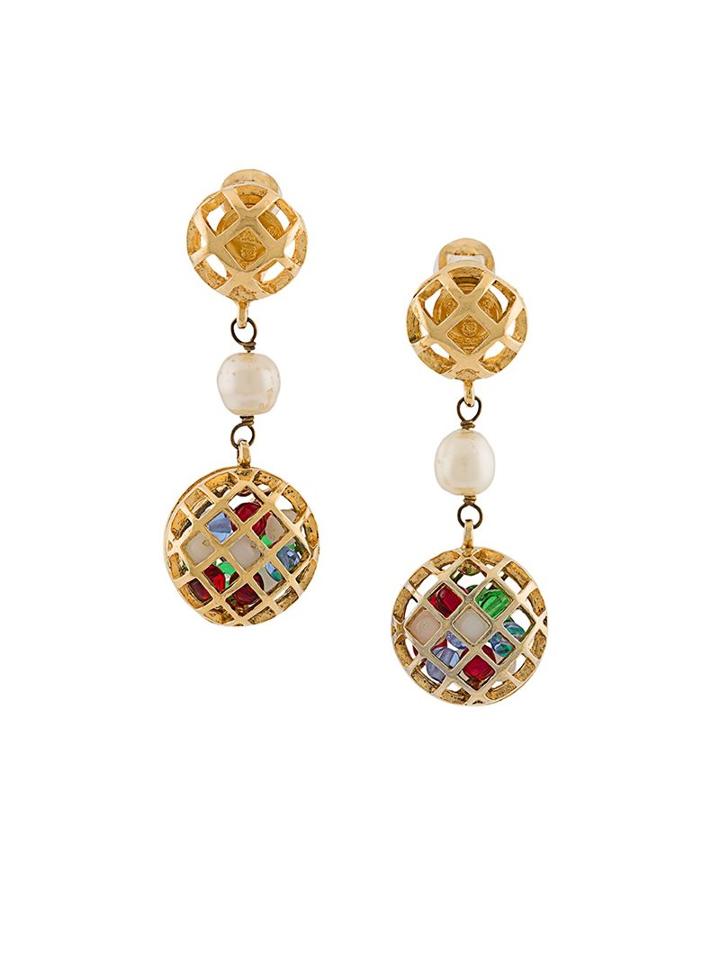 Chanel Vintage Gripoix Clip-on Earrings, Women's, Metallic