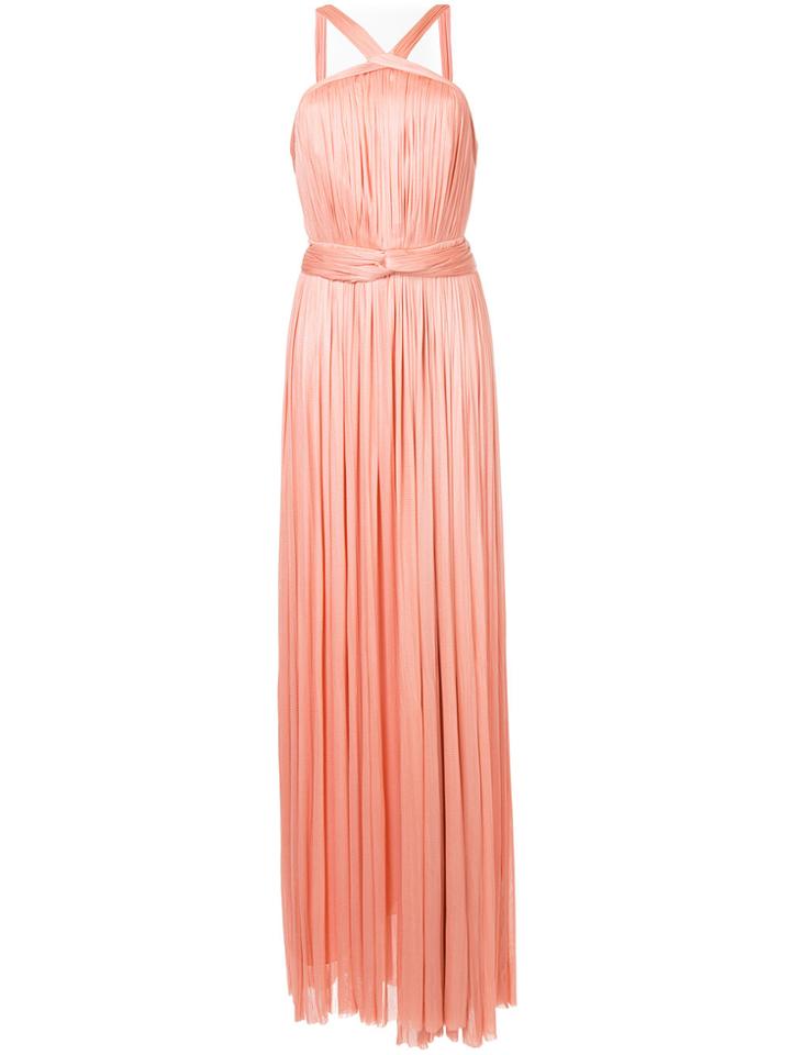 Maria Lucia Hohan Halterneck Pleated Design Gown - Pink & Purple