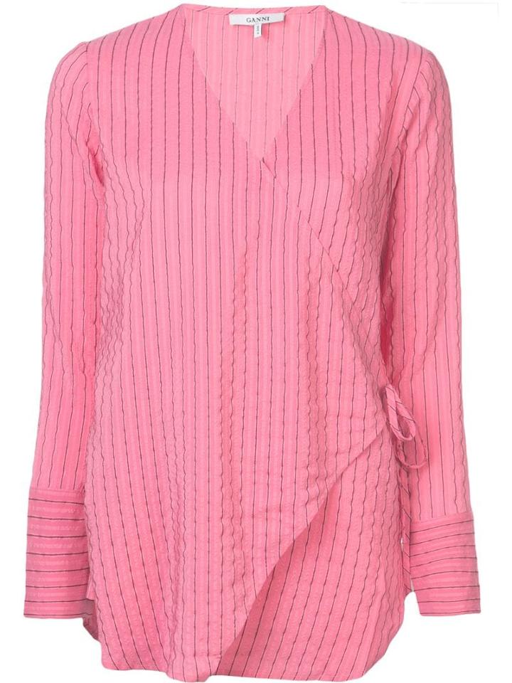 Ganni Wrap Front Blouse - Pink