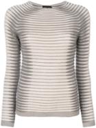 Giorgio Armani Ribbed Knitted Top - Nude & Neutrals