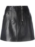 Courrèges Zipped Detailing A-line Skirt, Women's, Size: 40, Black, Lamb Skin/cotton/cupro