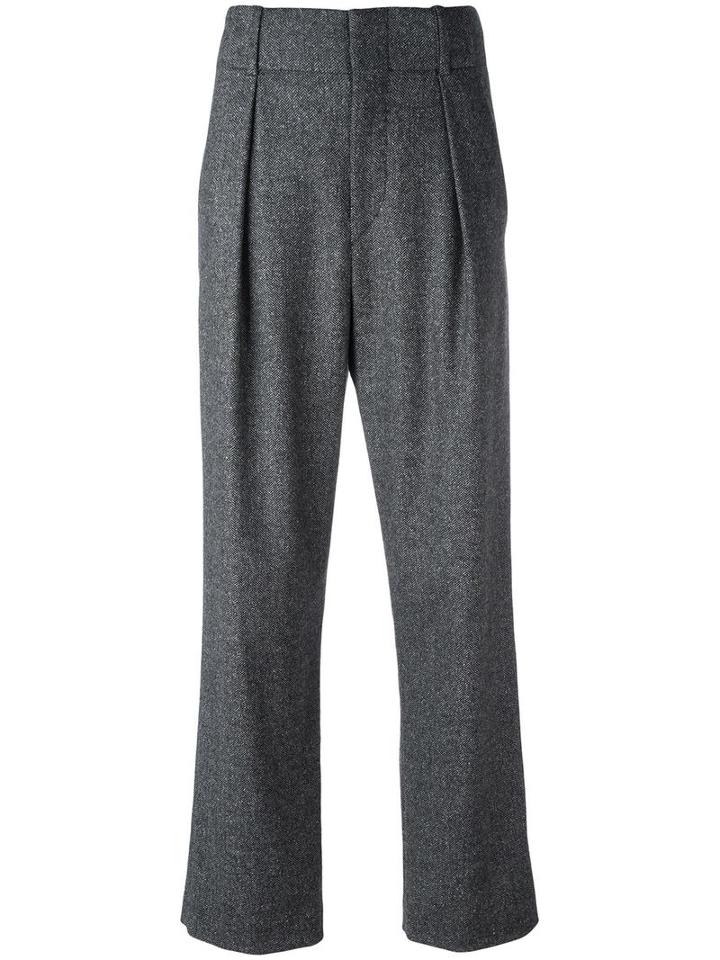 Isabel Marant - High-waisted Trousers - Women - Silk/cotton/acrylic/wool - 38, Grey, Silk/cotton/acrylic/wool