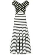 Carolina Herrera Cross Front Striped Dress - Black