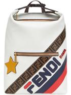 Fendi Panelled Lettering Logo Backpack - White