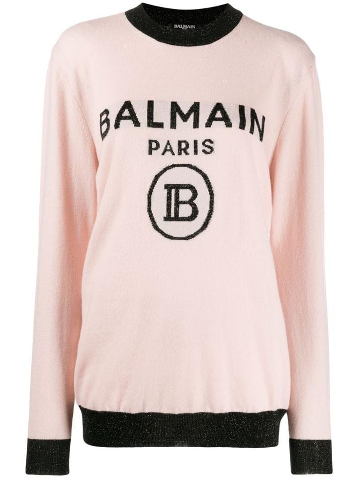 Balmain Oversized Logo Knitted Sweater - Pink